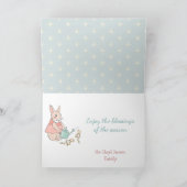 Oudmodisch Konijn en Kuiken Pasen Kaart (Binnen)