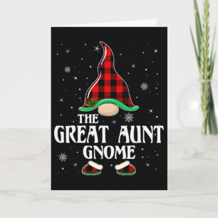Oudoom Gnome Buffalo Plaid Familie Groep Kerstmis Kaart