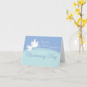 Oudoopchristening Duif op Blauwe Achtergrond Kaart (Gele Bloem)