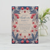 Oudrood en Blauw Kerstmis Kaart (Staand voorkant)