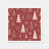 Oudrood toile kerstboompatroon servet (Voorkant)