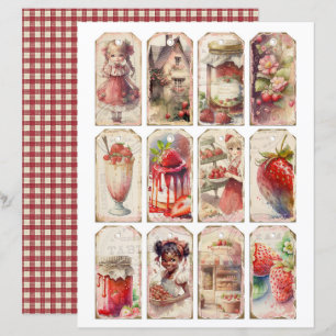 Oudroze aardbeienboerderij scrapbookpapier