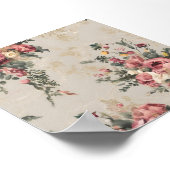 Oudroze bloemboeket beige antiek poster (Hoek)