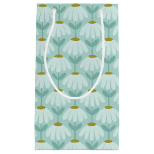 Oudroze Bloemen Madeliefjes Patroon Turkoois Blauw Klein Cadeauzakje