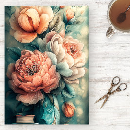 Oudroze bloemenaquarel tissuepapier