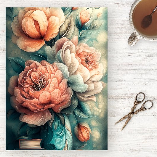 Oudroze bloemenaquarel tissuepapier