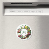 Oudroze Bloemenkrans Monogram Magneet (Insitu (Vaatwasser))