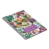 Oudroze bloemmotief met monogram notitieboek (Rechterzijde)