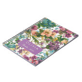 Oudroze bloemmotief met monogram notitieboek (Linkerzijde)