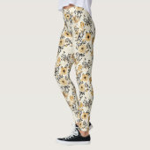 Oudroze bloemmotief met reeën leggings (Links)