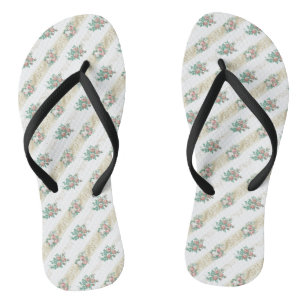 Oudroze Bloemmotief - Teenslippers