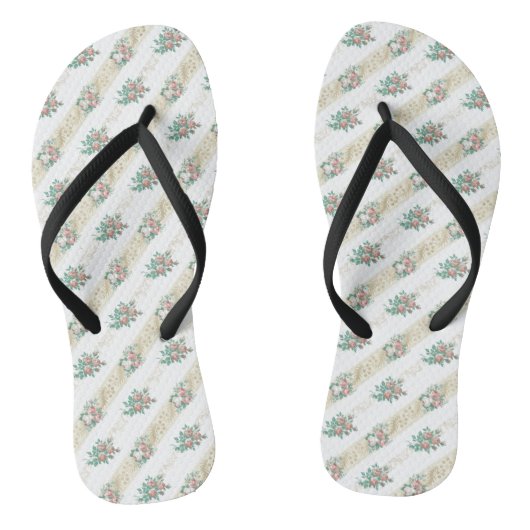 Oudroze Bloemmotief - Teenslippers (Voetbed)