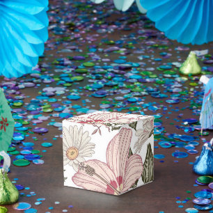 Oudroze bloempatroon met rozen bedankdoosjes