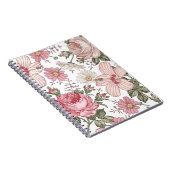 Oudroze bloempatroon met rozen notitieboek (Rechterzijde)