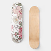 Oudroze bloempatroon met rozen persoonlijk skateboard (Voorkant)