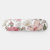 Oudroze bloempatroon met rozen persoonlijk skateboard (Horizontaal)
