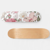 Oudroze bloempatroon met rozen persoonlijk skateboard (Horizontaal)