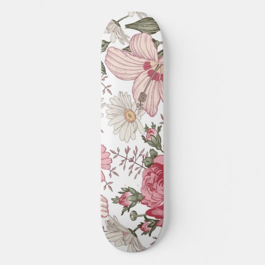 Oudroze bloempatroon met rozen persoonlijk skateboard (Voorkant)