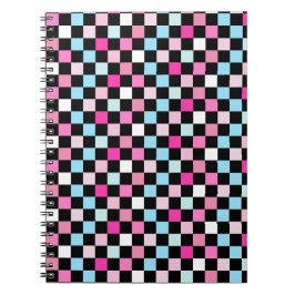 Oudroze en roze geruite patroon notitieboek
