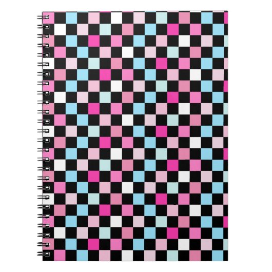 Oudroze en roze geruite patroon notitieboek (Voorkant)