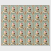 Oudroze Franse Roze Cupcake Inpakpapier (Vlak)