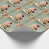 Oudroze Franse Roze Cupcake Inpakpapier (Hoek)