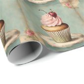 Oudroze Franse Roze Cupcake Inpakpapier (Rol Hoek)