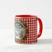 Oudroze geruite Kerstmis Mok (Voorkant rechts)