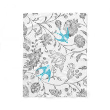 Oudroze grijze bloemen aqua blauw teal Oude vogel