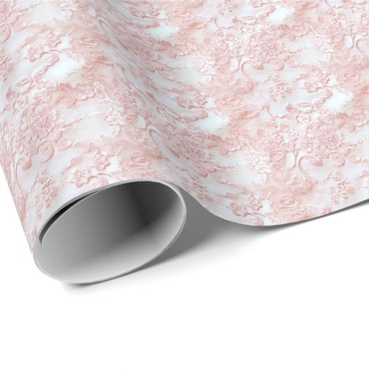 Oudroze Kanten Coquette Inpakpapier (Rol Hoek)