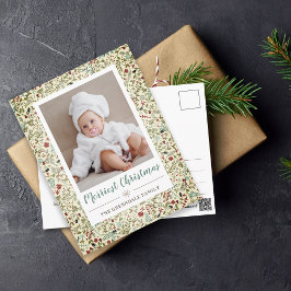 Oudroze Kerst Bloem Motief Foto Briefkaart
