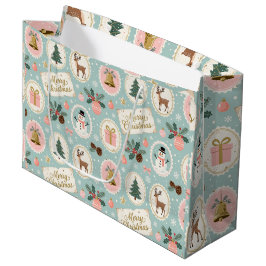 Oudroze Kerstmis-patroon Inpakpapier Groot Cadeauzakje
