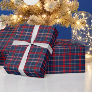 Oudroze Rood Geruite Kerst Inpakpapier