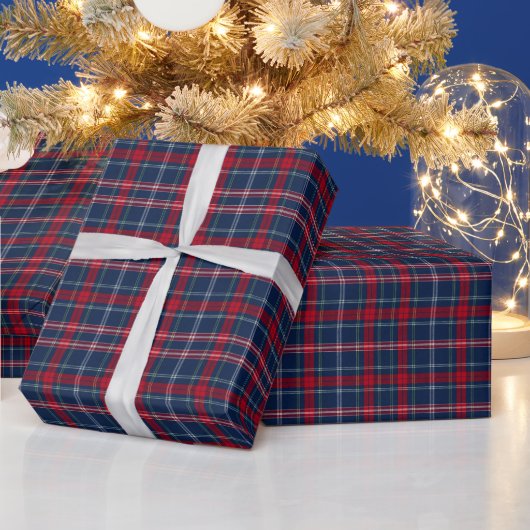Oudroze Rood Geruite Kerst Inpakpapier (Feestdagen)
