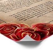 Oudroze rood rozen goud zwart koninklijk perkament poster (Hoek)