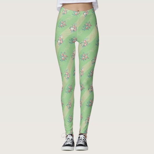 Oudroze roospatroon - Leggings (Voorkant)