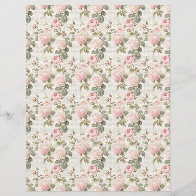 Oudroze Roze Bloemen Papiersheet (Voorkant)