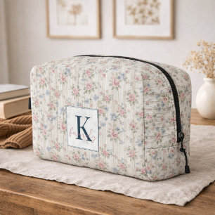 OudRustiek Shabby Chic Bloemen op Hout Boerderijst Toilettasje