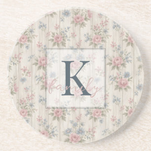 OudRustiek Shabby Chic Bloemen op Hout Boerderijst Zandsteen Onderzetter