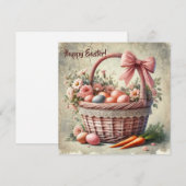 Oudrustieke mand met kanten boog en pastelkleuren  feestdagenkaart (Voorkant / Achterkant)