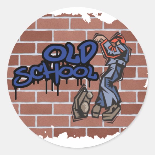 oudschool graffiti ontwerp ronde sticker (Voorkant)