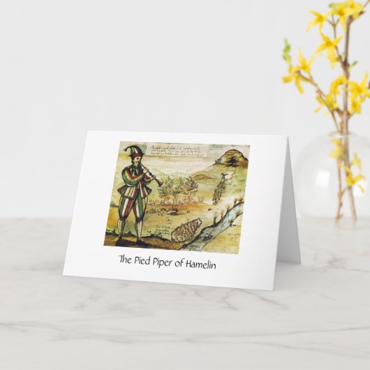 Oudste Afbeelding van Pied Piper, Wenskaart Kaart (Gele Bloem)