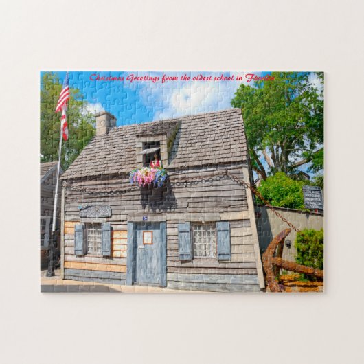 Oudste Houten School Florida. Kerstgroeten Legpuzzel (Horizontaal)