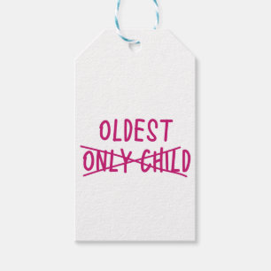 Oudste met alleen uitgesneden kind cadeaulabel