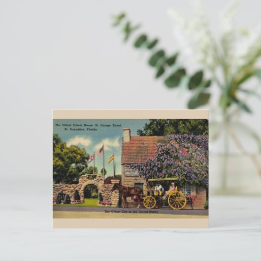 Oudste School House St. Augustinus Briefkaart (Staand voorkant)