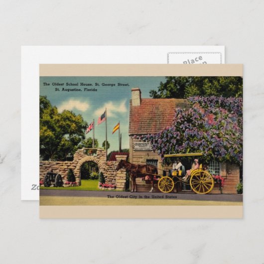 Oudste School House St. Augustinus Briefkaart (Voorkant / Achterkant)