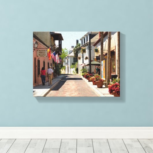 Oudste straat St. Augustine, Florida Canvas Afdruk (Insitu (Houten vloer))