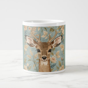 Oudvintage Tuin met Cute Rendieren en Bloemen Grote Koffiekop