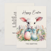 Oudwerse vrolijke Pasen Lam Met Pastelkleurige Eie Feestdagenkaart (Voorkant / Achterkant)