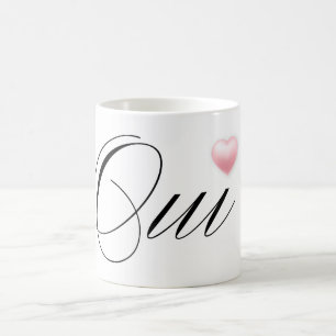 Oui Frans voor Ja met roze hart Koffiemok